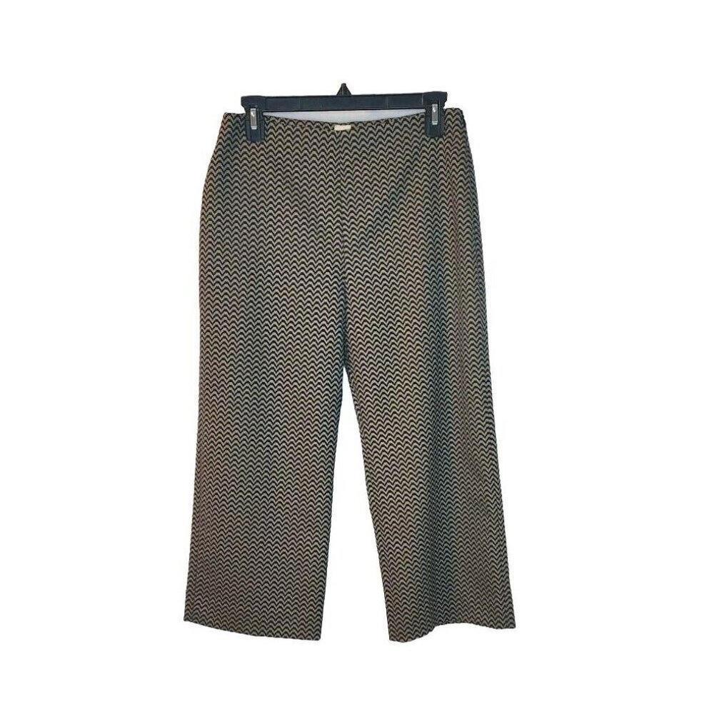 True Royal Womens Cropped Pants Beige Black Wool Blend Size EUR 40 US 6